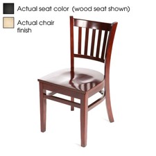 Oak Street Mfg Verticalback Natural Wood Chair w/Black Vinyl Seat