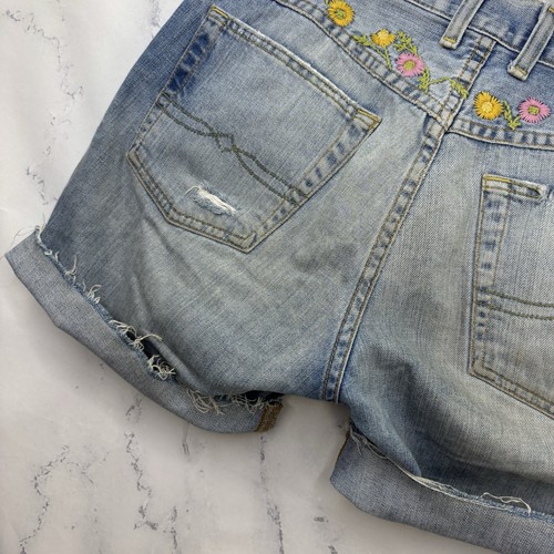 Vintage Lucky brand Denim Shorts sz 28 The Cut Off Floral Embroidery Daisy Dukes - Picture 13 of 20