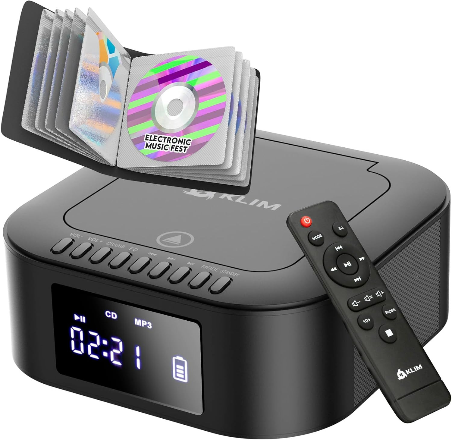 KLIM Boombox E1: Lettore CD Casa e Esterno con Bassi Potenti e Radio
