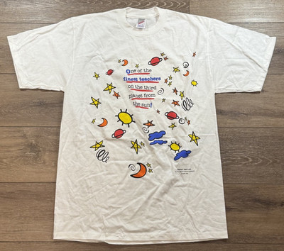 Vintage 90s Shoebox Greetings Hallmark ''Finest Teachers Third Planet'' T-Shirt L