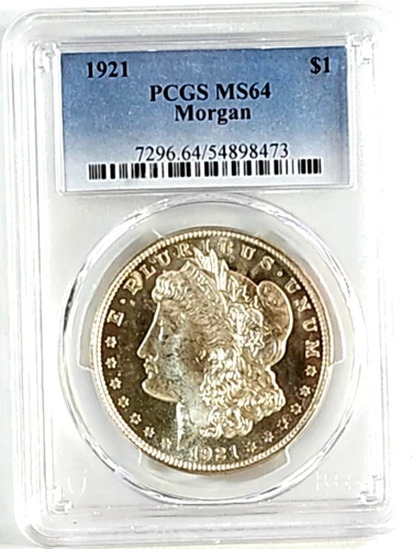 1921 PCGS MS 64 Morgan Dollar Stunning Frosty White Looks PL Scarce