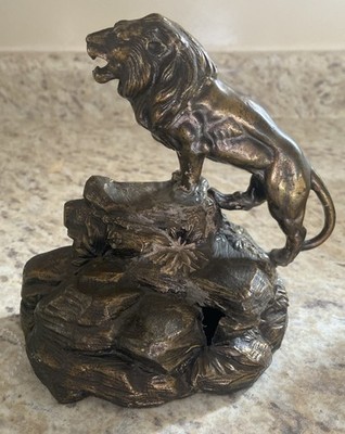 Vintage Bronze Lion Single Bookend  Stamped B K  CO 6 x6 