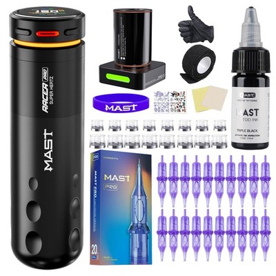 Mast Tattoo Wireless Tattoo Gun Kit Racer Pro Tattoo Kit 4.2mm Stroke 3140Hz ...
