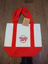 Trader Joe's Canvas Micro Tote Bag RED Limited Edition New w/ Tags