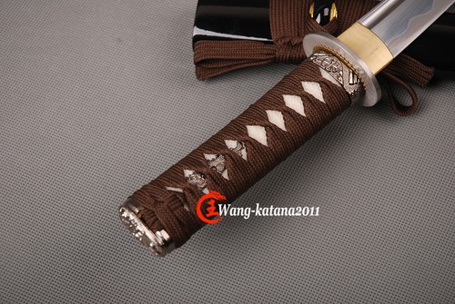 Black Full Tang Short Katana Sword Real Sharp Japanese Samurai Tanto 1095Steel - Picture 9 of 14