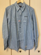 WackoMaria XL Light Blue Long Sleeve Shirt Embroidered Logo