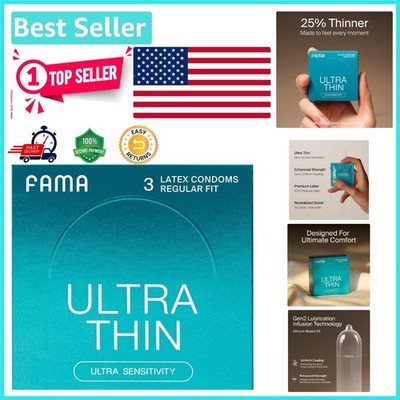 0.04mm Ultra Thin Condoms - Hypoallergenic, Odorless & Extra Lubricated 3 Pack