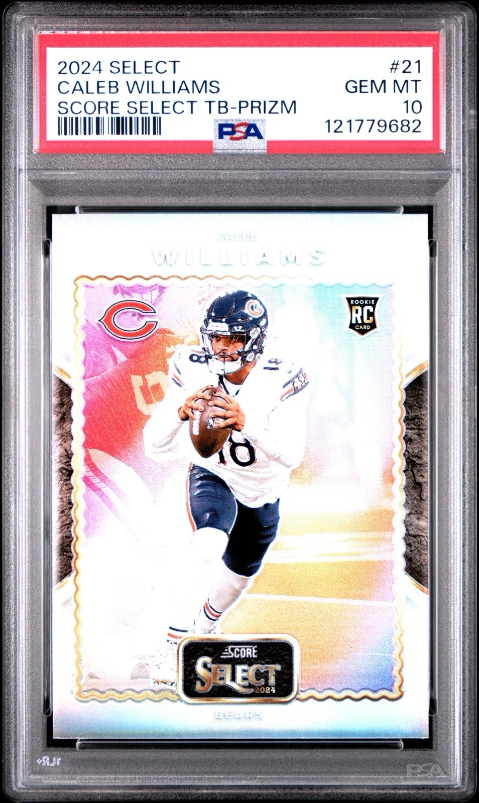 2024 Select Score Select Throwback Caleb Williams #21 Silver Prizm RC SP PSA 10