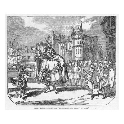 Pantomime Harlekin & Humpty Dumpty at Drury Lane - Antique Print 1850
