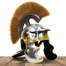Roman Centurion Helmet with Brown Plume   Roman Warrior Armor Replica