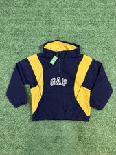 New with Tag Gap Kids Nylon Anorak Rain Jacket with Hood Navy Blue Windbreaker M