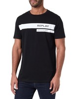 T-Shirt Herren Kurzarm Baumwolle Schwarz M Replay Modell 098