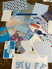 Scrapbooking Mixed Lot Paper Pieces, Blue