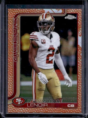 2025 Topps Chrome Deommodore Lenoir Football Leather Orange Refractor #/25 49ers