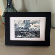 ACEO Original Watercolor by AmberInWatercolor darken, stormy ocean foil  ominous