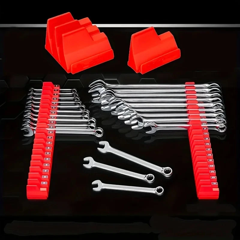Magnetic Wrench Holder 20-Slot Hex Toolbox Organizer Rack for Spanners & Tools - Image 4 of 4