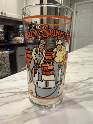 Vtg Jack Daniels Bung Slinger Whiskey Recipe Novelty Glass 12 FL OZ Tumbler