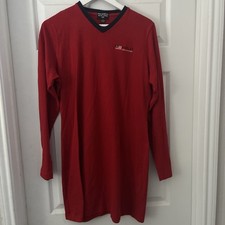 Ralph Lauren Vintage Red Women's Long Sleeve Shirt Dress Made In USA XL