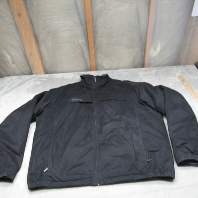 Columbia Jacket Men XL Black Fleece Lined Full Zip Insulated Warm Rain Wind Snow