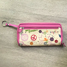 Pink Zip-Around Wallet Wristlet Key Ring Stra...