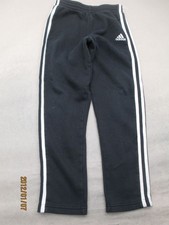 Adidas Size 7 Kids Black Cotton Blend Elastic Waist Straight Logo Sweatpants 901