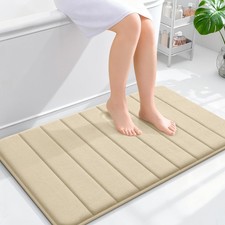 OLANLY Memory Foam Bath Mat 36x24, Super Soft Absorbent 36" X 24", Beige