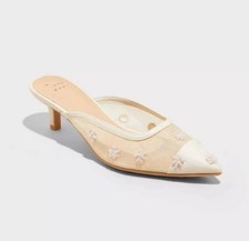 Women's Delilah Embellished Floral Mule Heels - A New Day