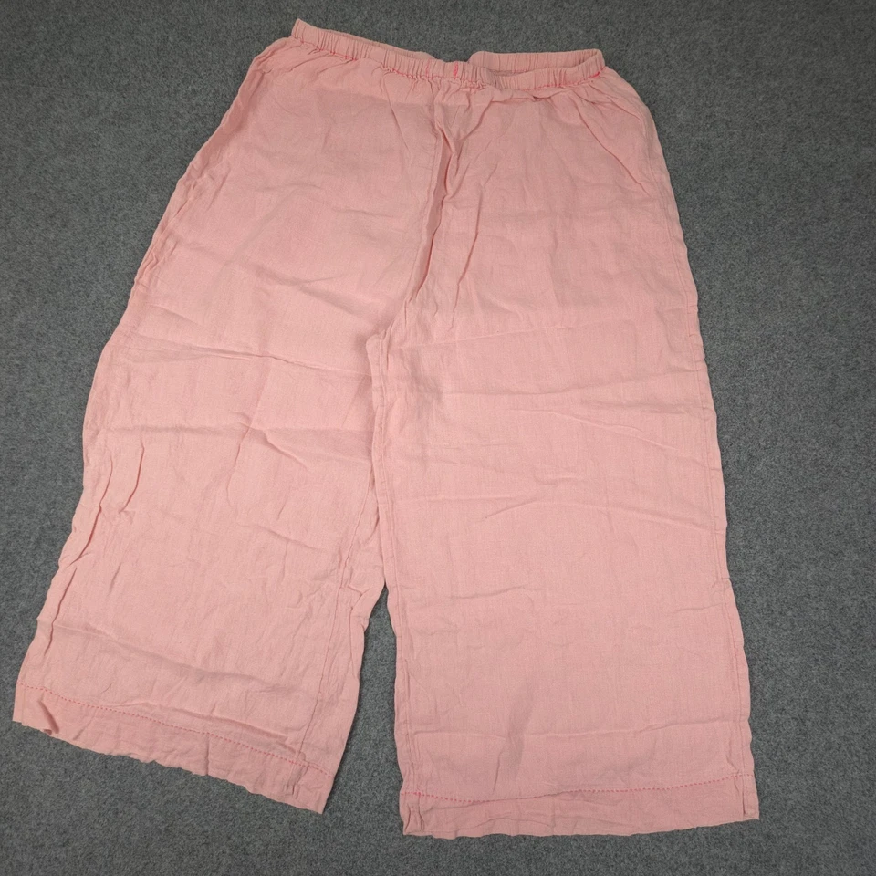 Pantalones Gorman Para Hombre GRANDES Rosa Recortado Cintura Elástica Pierna Recta Lino Talla L Foto 4 de 4