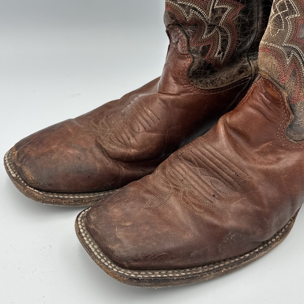 Cavenders Mens Rustic Cognac Ostrich Print Square Toe Western Cowboy Boots 9.5 D Quincy Men main image 4