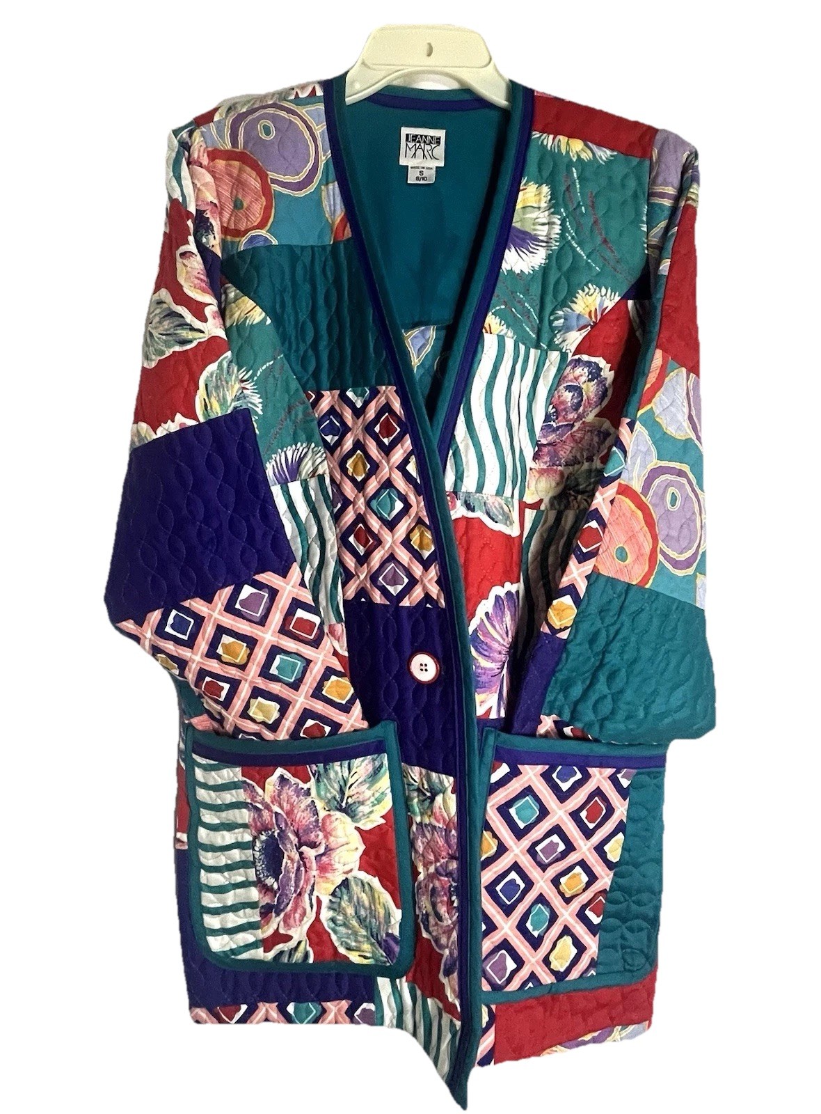 Blazer Jeanne Marc Vintage Multi-Colored  Quilted Jacket  SIZE 8/10 Art to Wear-image