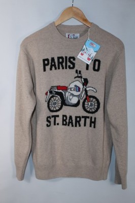 MC2 Saint Barth Men's Medium Beige Knit Wool Blend Paris to St. Barth Sweater