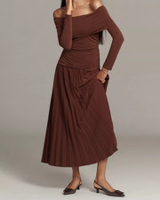 Anthropologie ASTR The Label Tanaia Off-Shoulder Drop-Waist Maxi Dress (Q1-66P)