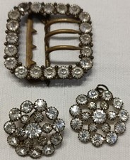 bijoux anciens : Boucle de ceinture, broche, pendentif ancien Strass ou pierres