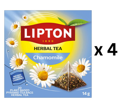 LIPTON Pyramids Chamomile Herbal Tea 20 Count - Pack of 4