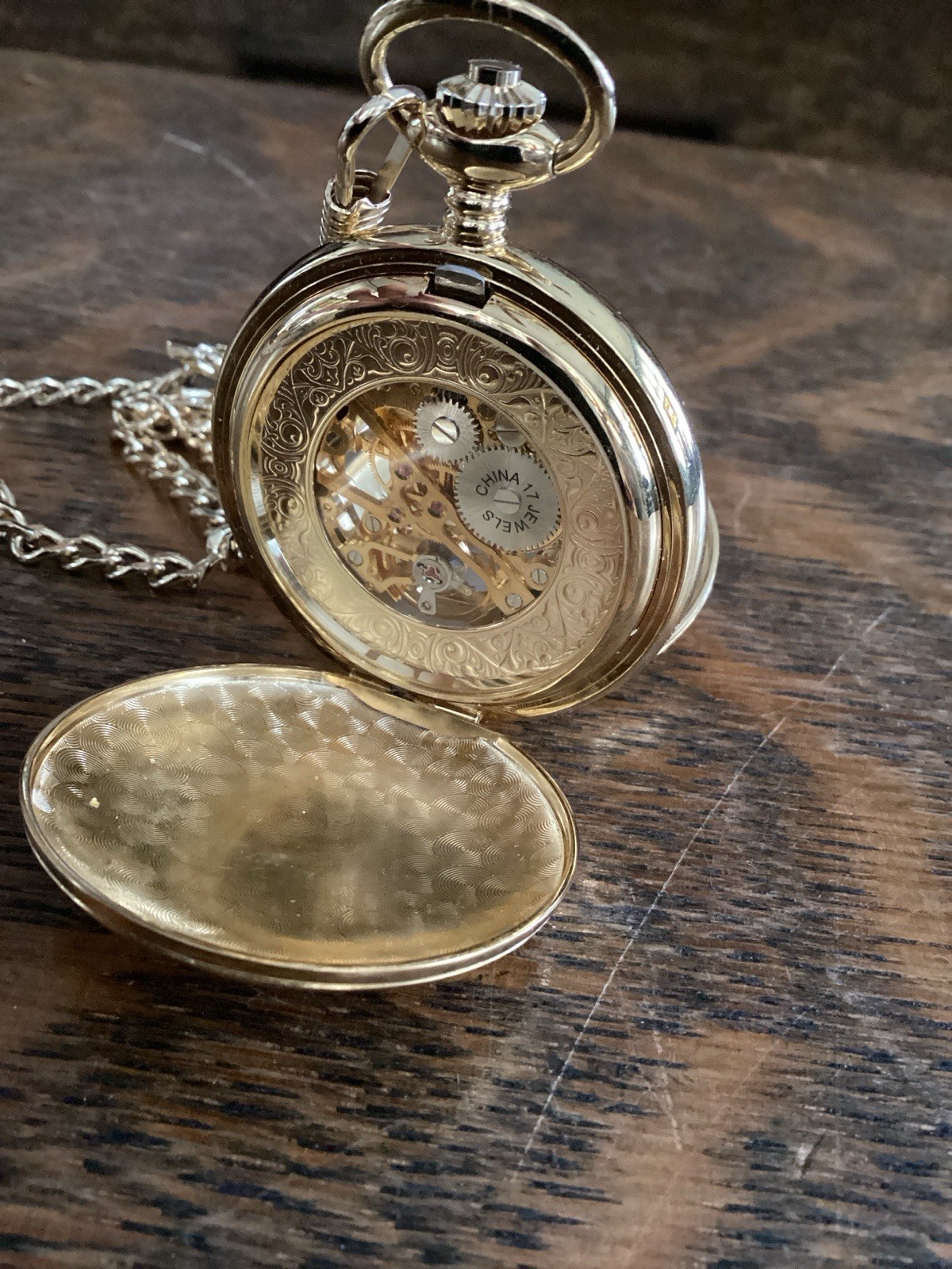 Stauer Mechanical Skeleton Pocket Watch Gold Tone… - image 13
