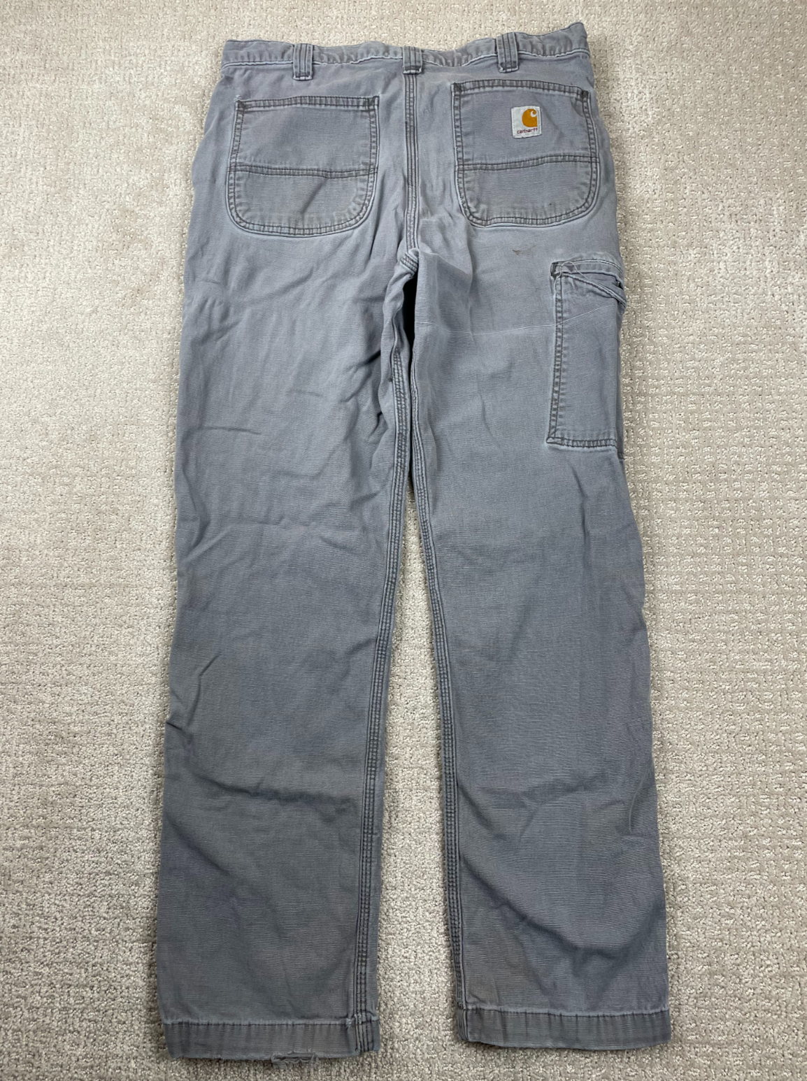 Carhartt Pants Mens 34x32 Gray Rugged Flex Canvas Relaxed Fit Carpenter Workwear