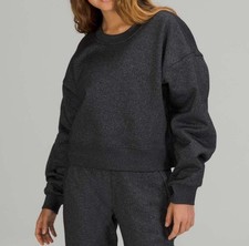 222 NWT Lululemon Perfectly Oversized Cropped Crew Sparkle Black -Sz 12 Rare
