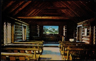 Postcard Interior View of Chapel of the Transfiguration, Moose, WY  Chrome
