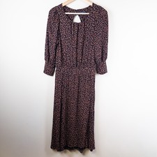 Maeve Anthropologie Midi Dress Women Medium Black Rust Abstract Print Chatham