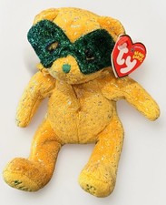Vintage 2004 Ty Beanie Baby MASQUE the Mardi Gras Bear 7” Collectible Plush