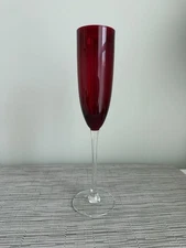 Lenox Tuscany Holiday Red Champagne Flute Clear Stem Elegant Glass