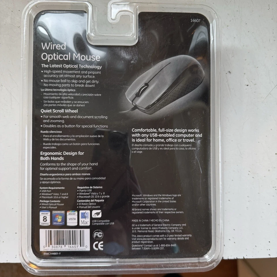 Brand New Sealed GE Wired Optical Mouse 14407 - Image 2 of 2