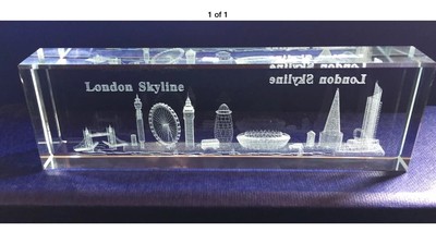 3D Laser geätzter Kristall London Skyline Glas Briefbeschwerer Souvenir verpackt Geschenk