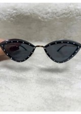 Vintage Cat Eye Womens Black Sunglasses, Rhinestones, Metal Frame, Unique, Nice