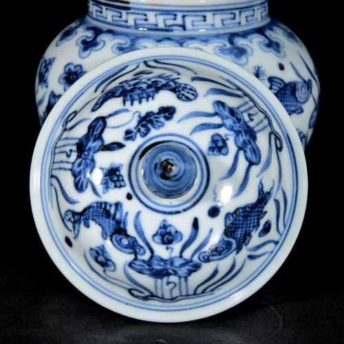 Fine Collectable Art Handmalerei blau-weiß Porzellan Fischtopf - Bild 5 von 9