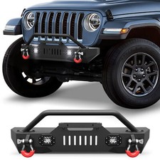 Stubby Front Bumper Wwinch Platelights For 07-26 Jeep Wrangler Jkjlgladiator