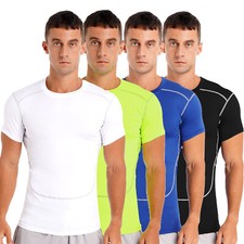 Men's Short Sleeve Compression Quick-Dry T-Shirt Tight Gym Running Fitness Tops