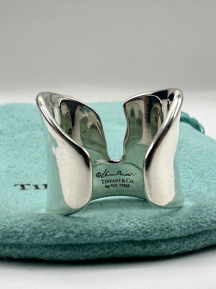 Tiffany & Co Elsa Peretti Sterling Silver Split Ring Size 6 - Image 3 of 4