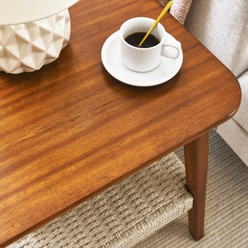 Mid Century Modern Holz Eckig Beistelltisch Bett Sofa Beistelltisch mit Ablage - Bild 3 von 7