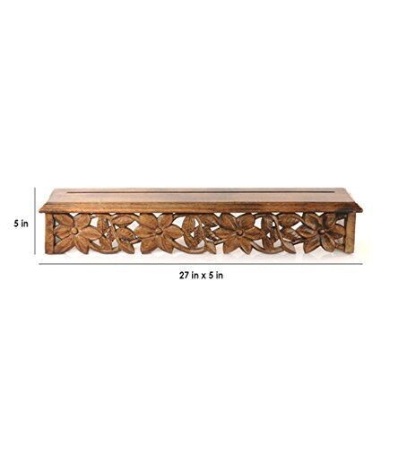 Tallado a Mano Decorativo Madera Marrón de Pared Estante/Soporte Diseño Flores - Imagen 6 de 6